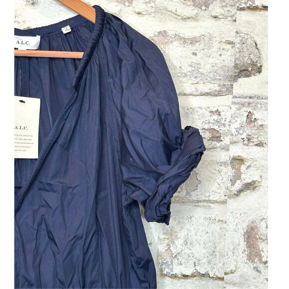 A.L.C. Odin Poplin Midi Asymmetric Cotton Dress Maritime Navy Blue Size 8 NWT - Picture 10 of 15